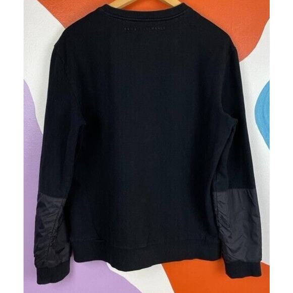 Armani Exchange Sweater Mens Large Black Shoulder Zip Reflective Long Sleeve - Picture 2 of 8